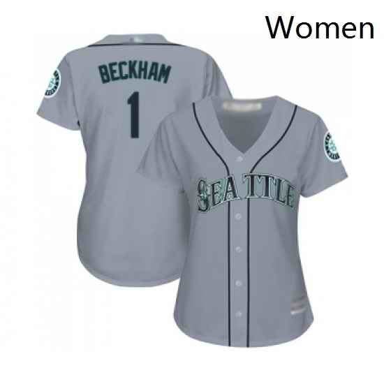 Womens Seattle Mariners 1 Tim Beckham Replica Grey Road Cool Base Baseball Jersey